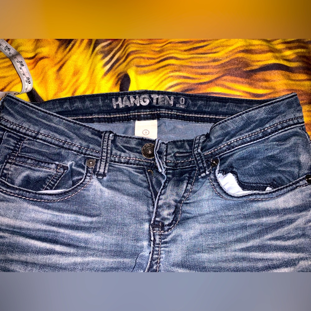 Hangten size 0 jeans whisker distress
